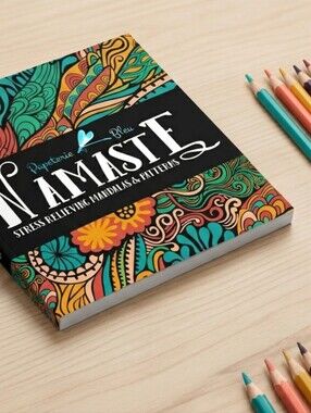 ⭐ NEW Namaste Stress Relieving Mandalas Patterns Coloring Book by Papeterie Bleu